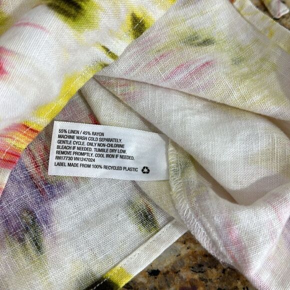 Future Collective Linen Blend Watercolor One Shoulder Midi Dress Size M - Picture 5 of 7